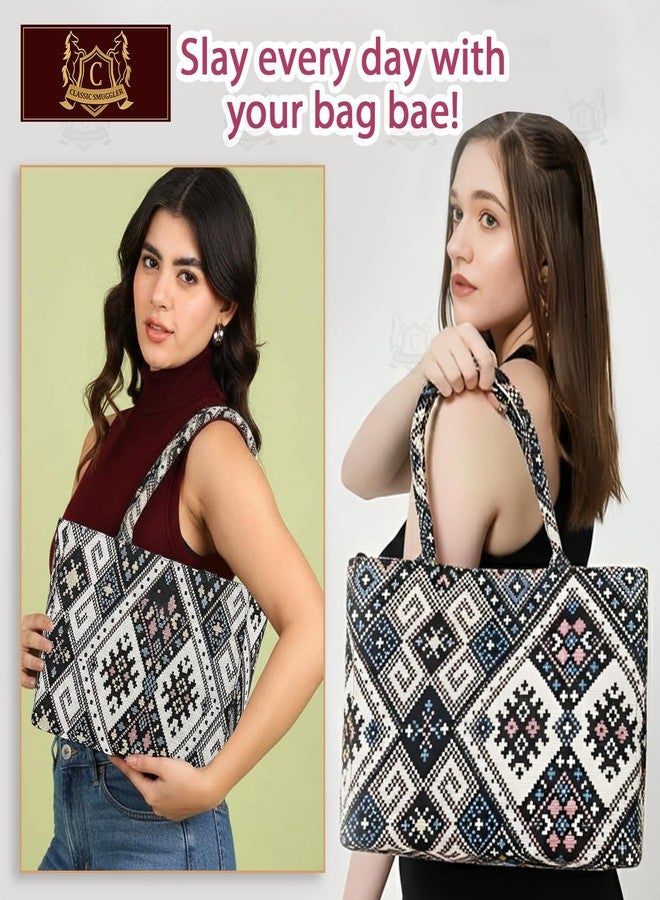 CLASSIC SMUGGLER Designer Tote Bag for Women Trendy Geometric Print Handbag for Work, Shopping & Casual Outings | Ladies purse | Stylish Shoulder Bag | Gift for Women - Image 2
